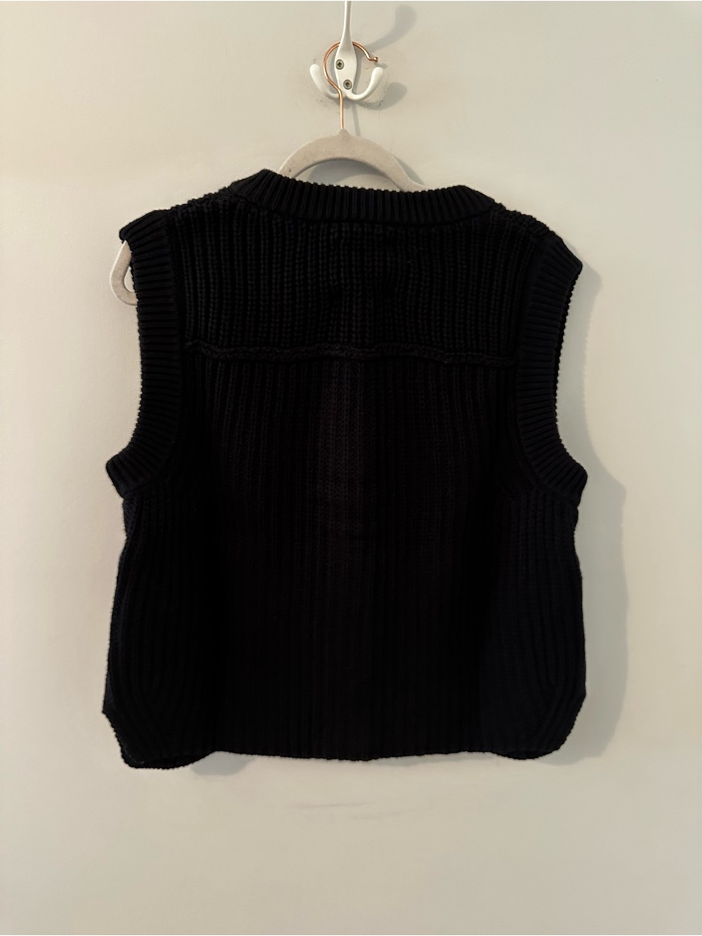 Part Two Ribbed Button-Front Knit Vest in Navy - Picture 3 of 4